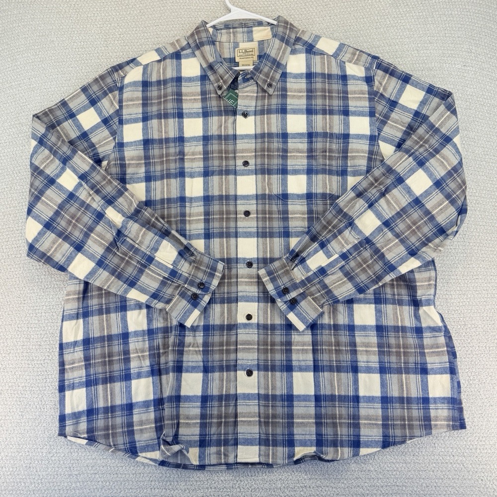 L.L. Bean Scotch Plaid Flannel Shirt Mens 2XL‎ Multicolor Traditional Fit